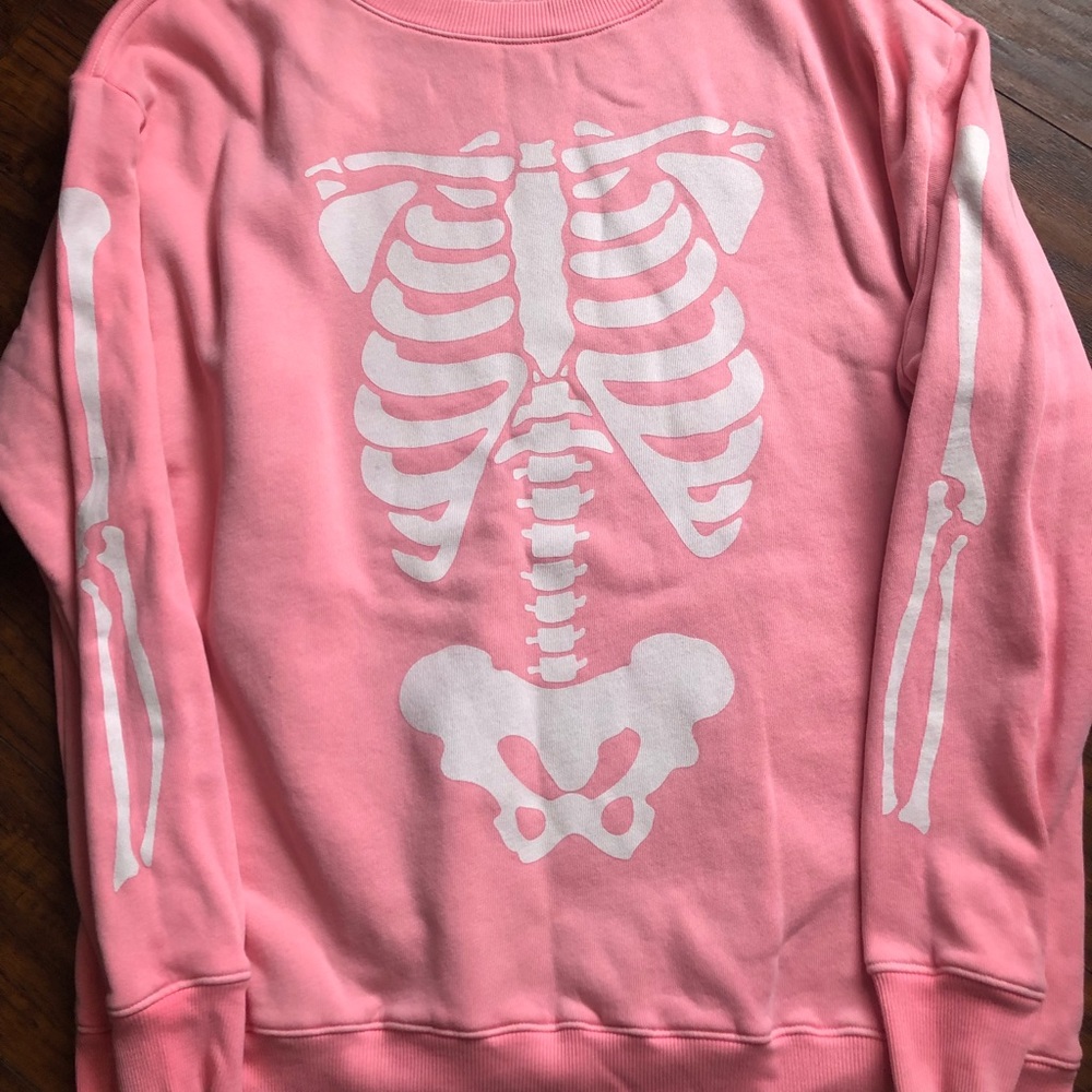 Wildfox X Ray Vision Road Trip Skeleton Oversized Sweatshirt Pink XS